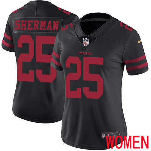 San Francisco 49ers Limited Black Women Richard Sherman Alternate NFL Jersey #25 Vapor Untouchable